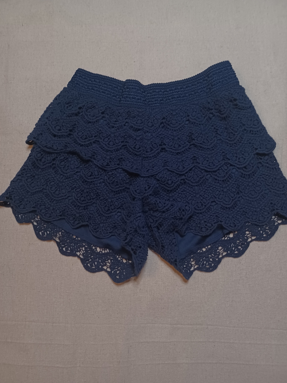 Justice Navy Crochet Layered Lace Shorts Girls Size 14/16
